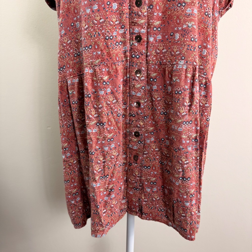 Natural Life Terracotta Floral Button Down Tiered Mini Dress Womens Size S/M - Picture 7 of 7